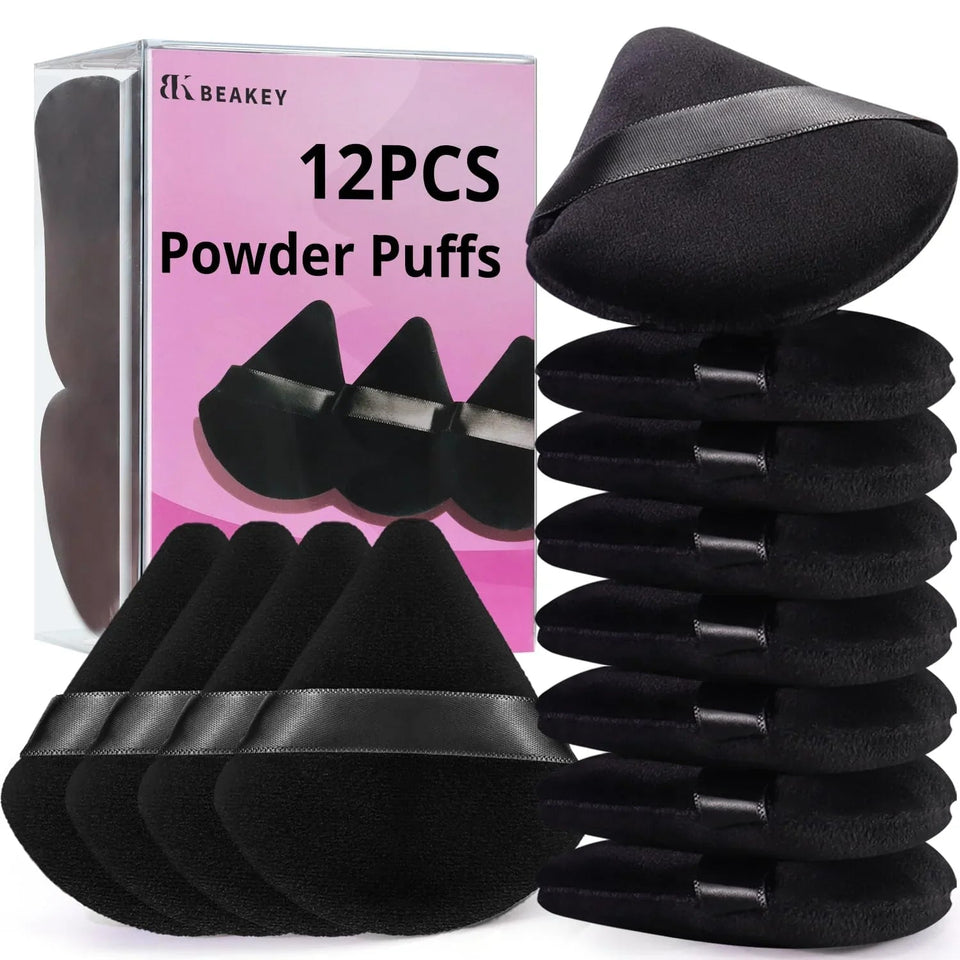 beakey 12pcs triangle powder puffs loose powder foundation makeup set ultra-soft breathable
