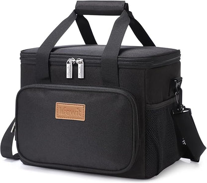 Lifewit Medium Lunch Bag Insulated Lunch Box Soft Cooler Cooling Tote for Adult Men Women, Black 12-Can (9L)
