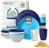 Homienly 40-Piece Premium Wheat Straw Dinnerware Sets, Service for 8, Unbreakable Plates and Bowls Set - Cups Sets, Dinner Plates, Bowls for Kitchen,Dishwasher and Microwave Safe Dishes Set - Multi