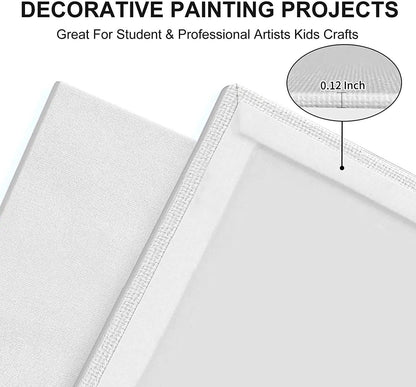 Artkey Canvases for Painting 8x10 Inch 12-Pack, 10 oz Primed 100% Cotton White Blank Canvas Boards for Painting, Art Supplies Paint Canvas Panels for Acrylic Oil Watercolor Tempera Paints