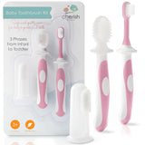 cherish baby care baby toothbrush & toddler toothbrush set (0-2 years) - teal - bpa-free & safety-tested