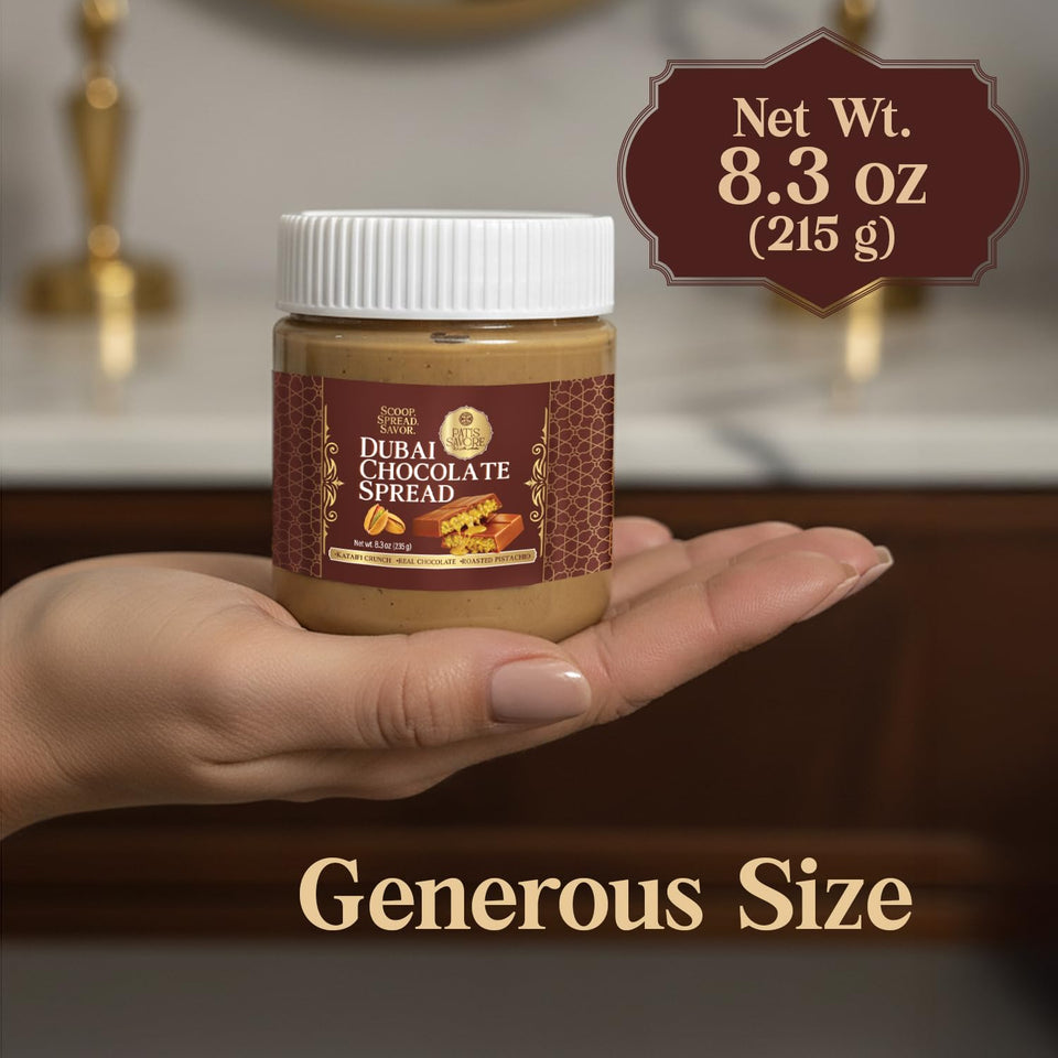 Dubai Chocolate Spread with Kataifi Pistachio Cream - 8.3oz - Luxurious Middle Eastern Chocolate Delight