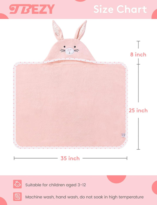 Baby Hooded Towel with Unique Animal Design Ultra Soft Thick Cotton Bath Towel for Newborn (Bunny)