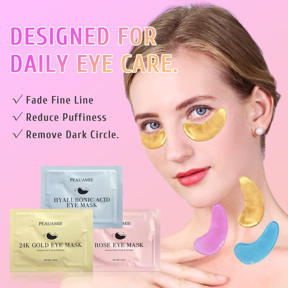 Under Eye Patches with 24K Gold and Hyaluronic Acid for puffy eyes and dark circles skin care