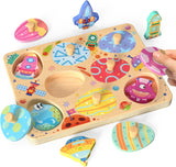 Montessori wooden puzzles for toddlers, 8pcs dinosaur egg matching, educational preschool learning toys