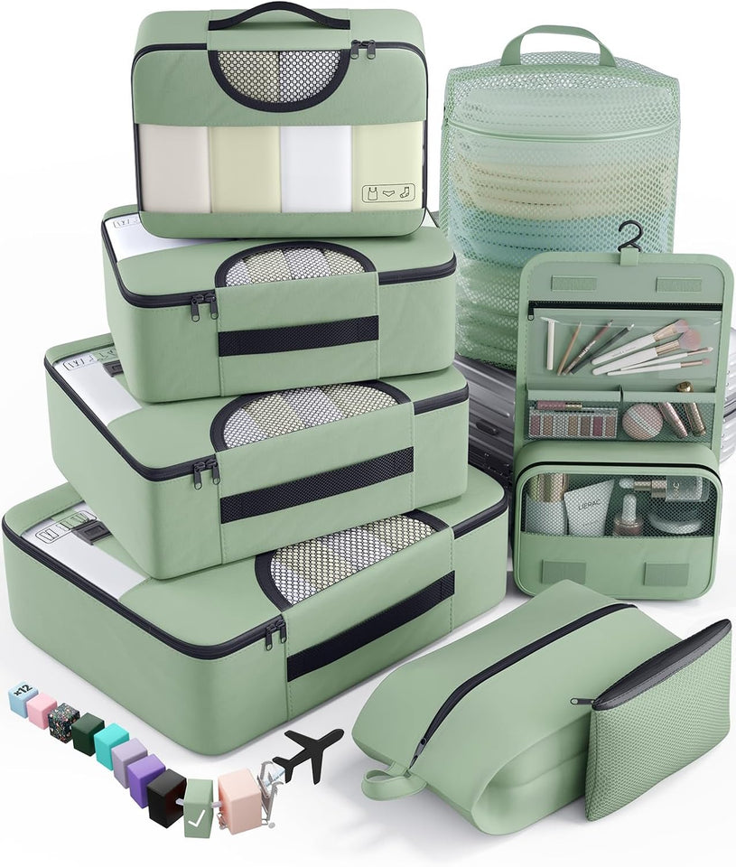 vekens 8-set packing cubes nylon organizer bags for beach vacation cruise ship travel essentials suitcase