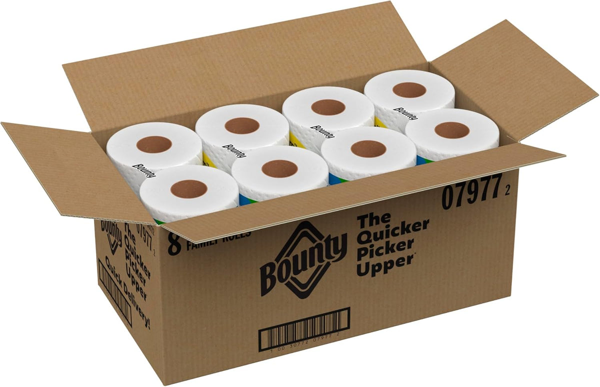 Bounty Quick Size Paper Towels, White, 8 Family Rolls = 20 Regular Rolls - Rayz Mart