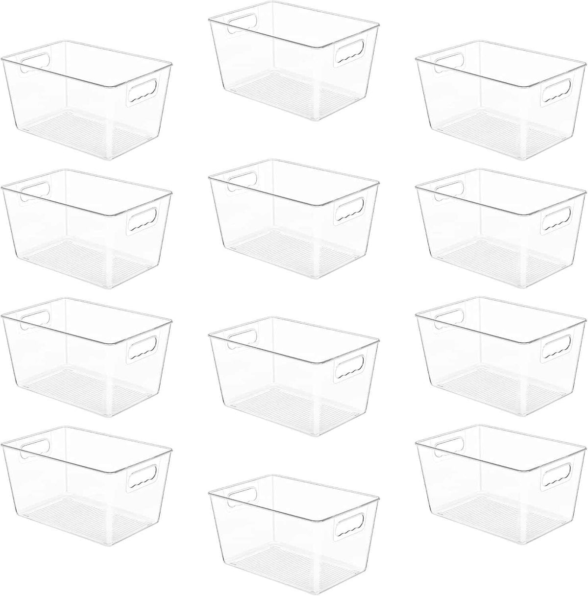 YIHONG 6 Pack Clear Pantry Organizer Bins, Plastic Containers with Handle for Kitchen,Freezer,Cabinet,Closet,Bathroom Under Sink Storage