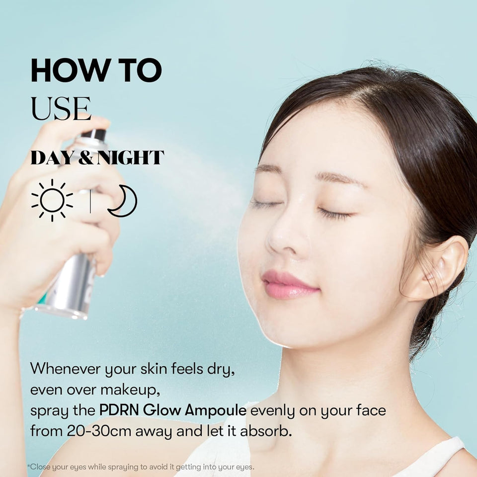 vt cosmetics pdrn glow ampoule, 3.38 fl oz, korean skincare, vegan, fragrance-free, deep hydration