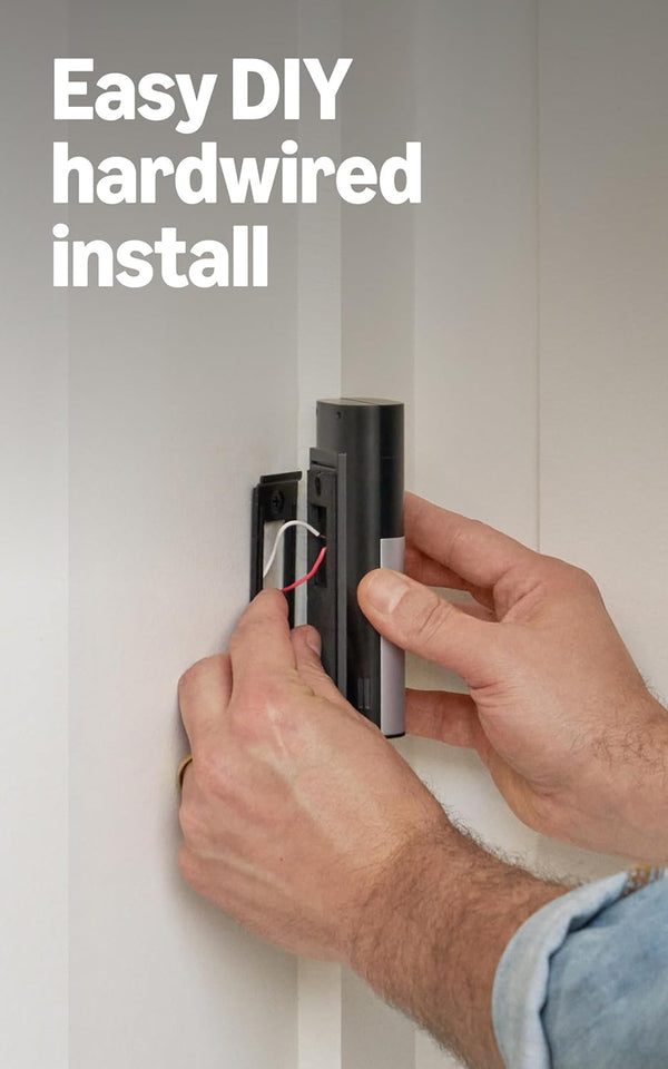 Ring Wired Doorbell Plus (newest model), Home or business security, Retinal 2K with wide-angle video, 4x Enhanced Zoom, and Low-Light Sight, Nickel Silver