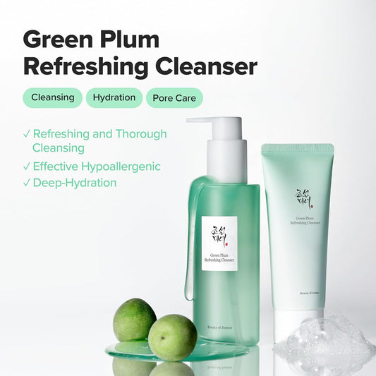 Beauty of Joseon Green Plum Refreshing Cleanser Gel Type Deep Pore Cleansing, Acne Face Wash, Blackhead Remover for All Skin Types, Korean Skincare 100ml, 3.38 fl.oz