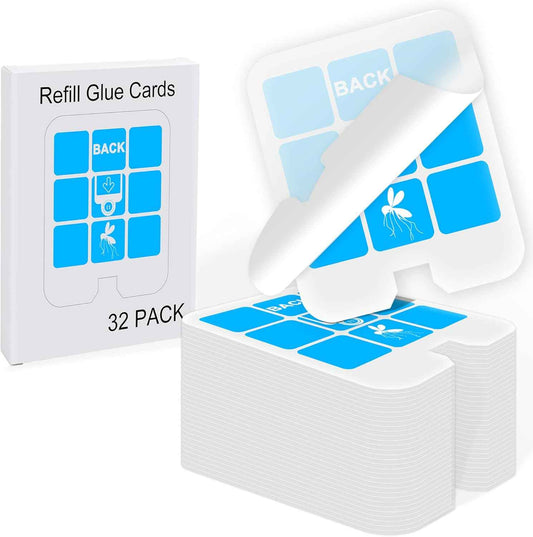 32 Pack Refill Glue Cards, Saferr Home Fly Trap Refill Compatible with Saferr Home SH502, S23005-06 and Dynatrap DT3005W Dot Indoor Fly Trap Plug-in Insect Trap Replacement Mosquito Sticky Glue Boards