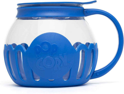 Ecolution Patented Micro-Pop Microwave Popcorn Popper with Temperature Safe Glass, 3-in-1 Lid Measures Kernels and Melts Butter, Made Without BPA, Dishwasher Safe, 1.5-Quart, Aqua