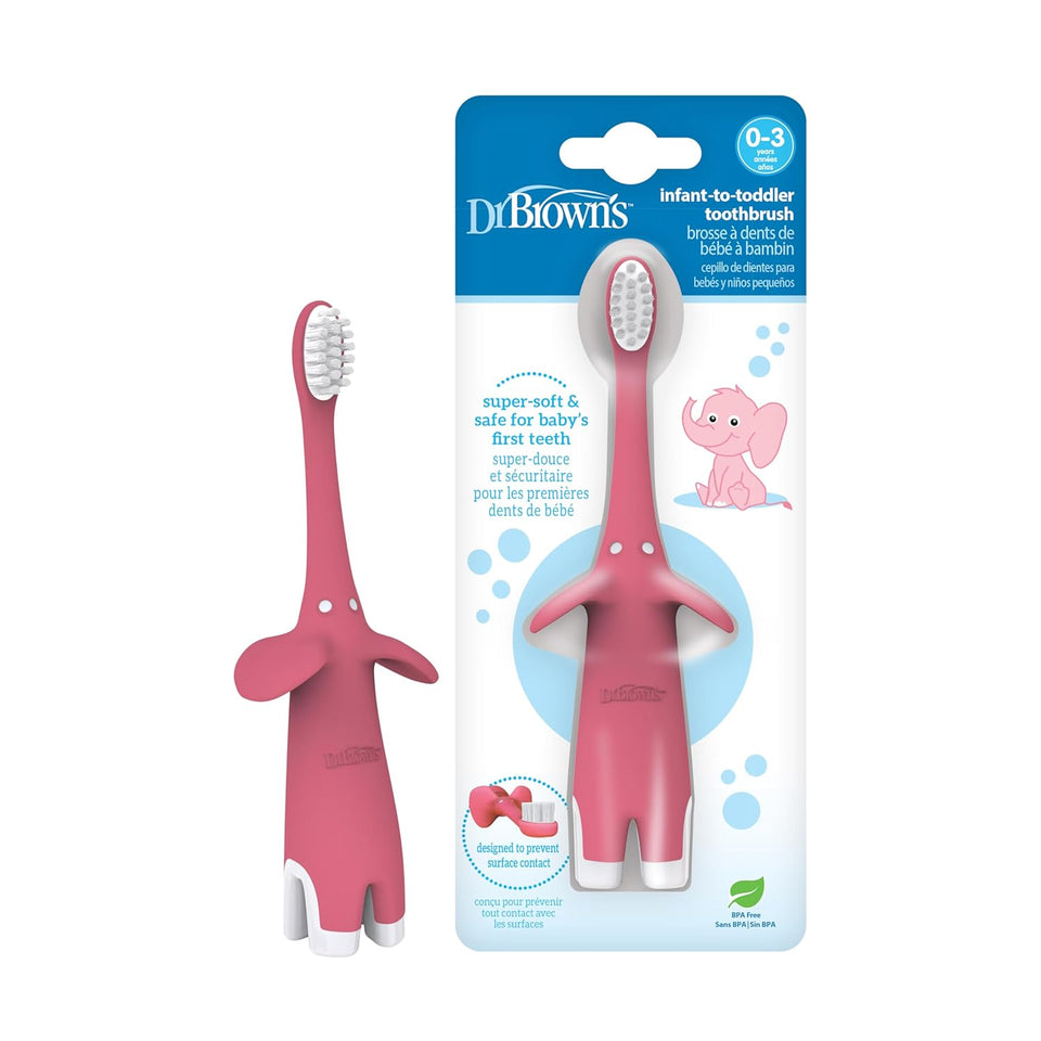 Dr. Brown's Infant-to-Toddler Toothbrush, BPA-Free, Soft Bristles, Ages 0-3, Giraffe Design