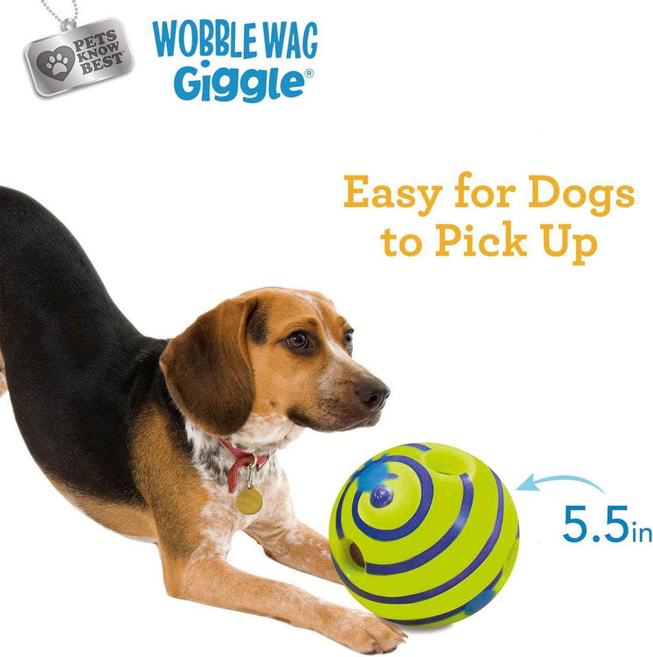 Wobble Wag Giggle Ball | Rolling Enrichment Toy for Fun Playtime, Interactive Play for Indoor or Outdoor, Keeps Dogs & Puppies Large, Medium or Small Busy & Moving, As Seen on TV | Pack of 1