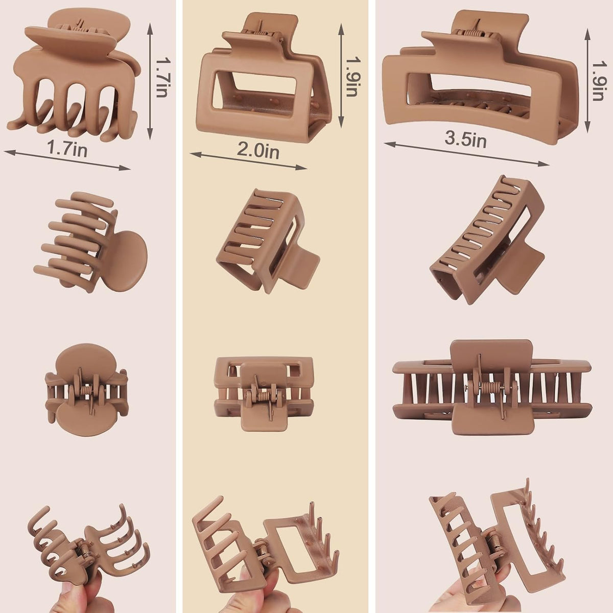 3 Styles Hair Clips for Women Small Medium Big Claw Clips for Thin Thick Hair 12 Pcs Hair Claw Clips Hair Clips Combination Hair Accessories for Women (Brown)