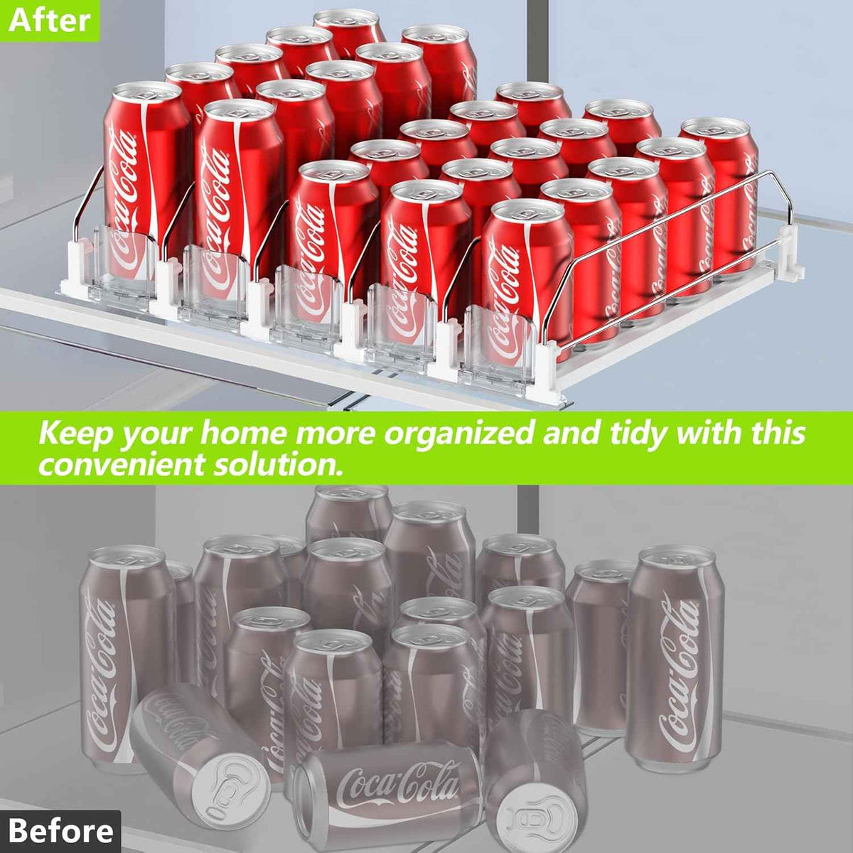 Drink Organizer for Fridge,Self Pushing Fridge Drink Organizer,Automatic Drink Dispenser for Fridge-Holds up to 25 Cans
