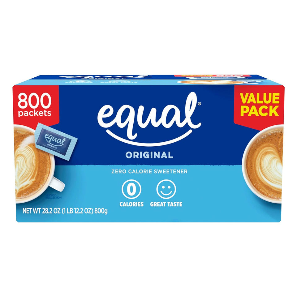equal 800-count sweetener packets aspartame acesulfame-k sugar alternative zero calorie erythritol free