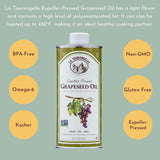 la tourangelle expeller-pressed grapeseed oil, 16.9 fl oz, high heat neutral cooking oil and skincare