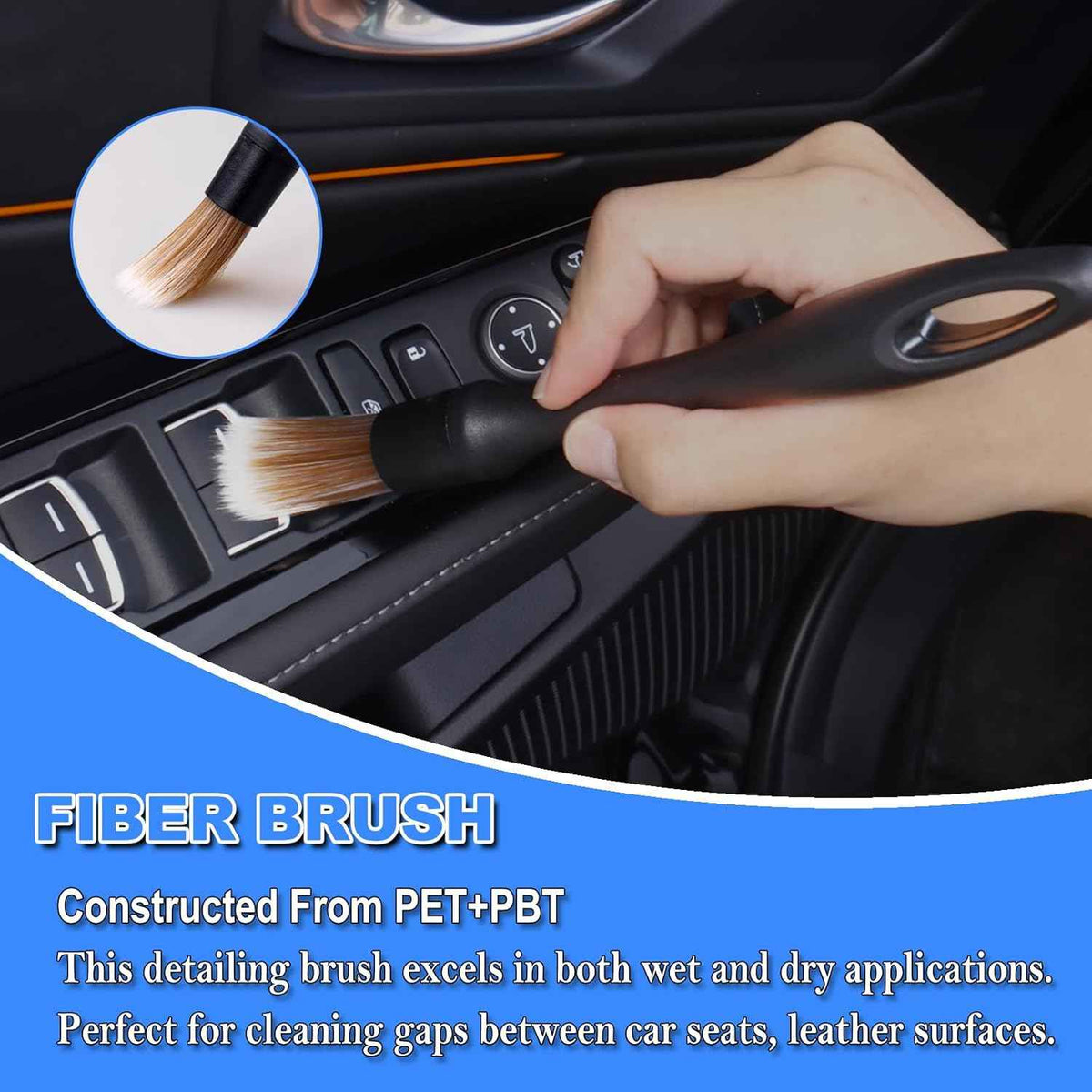 7PCS Car Detailing Brush Set, Ultra Soft Boars Hair Car Interior Detailing Brushes, Car Interior Detailing Kit, Car Cleaning Gel Supplies Kit, Car Dust Brush, Car Accessories for Truck, SUV, Interior