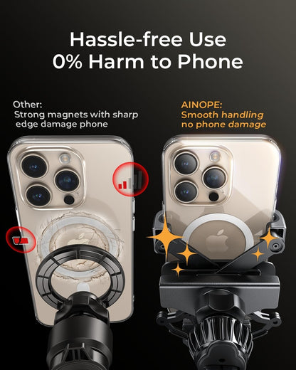 AINOPE for iPhone 17 Pro Max Car Mount Phone Holders for Your Car Slide Design Air Vent Phone Mount [Top Clamp] Cell Phone Holder Car Interior Accessories for iPhone Air 17 Pro Max 16 Samsung S25