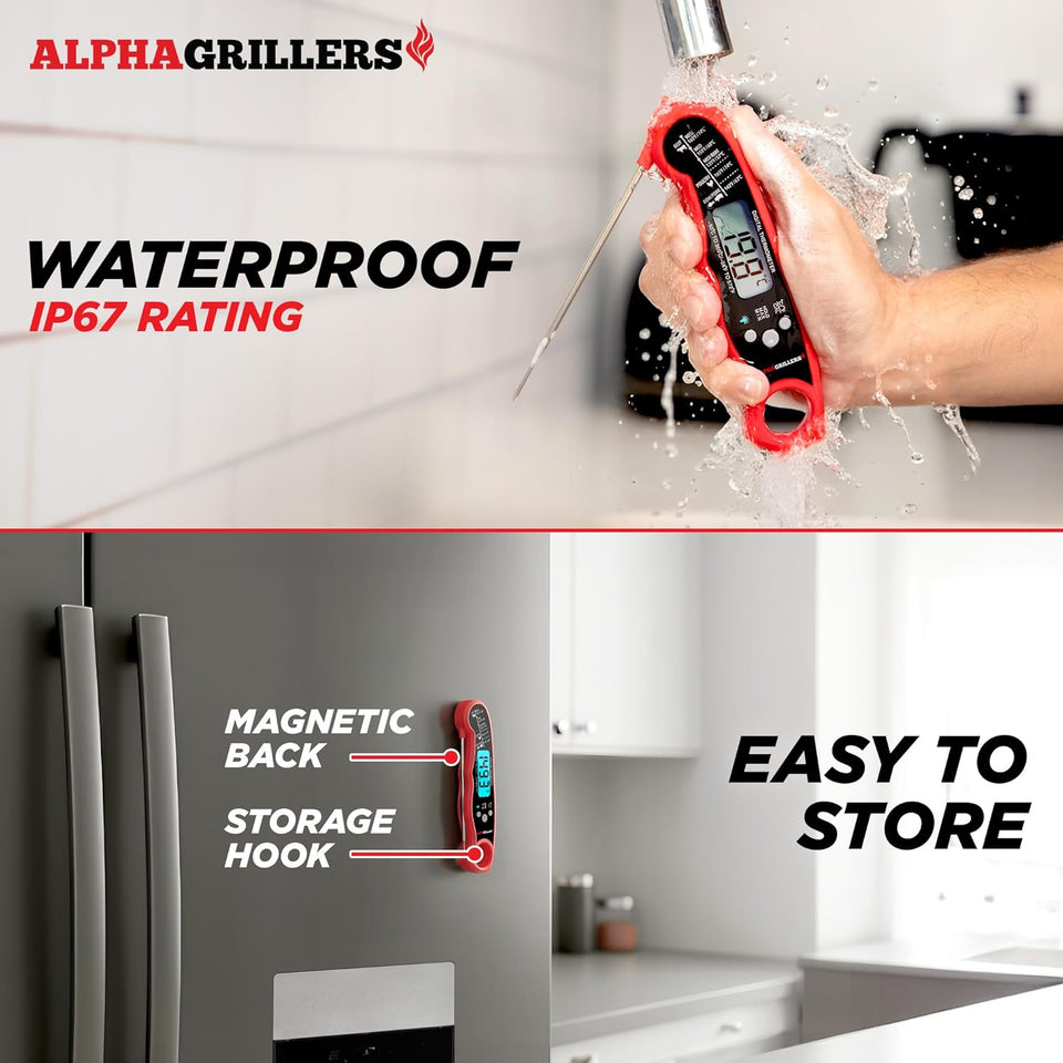 Alpha Grillers Meat Thermometer Digital – Instant Read Food Thermometer for Cooking & Grilling – Professional Kitchen Gift for Men, Dad & Mom