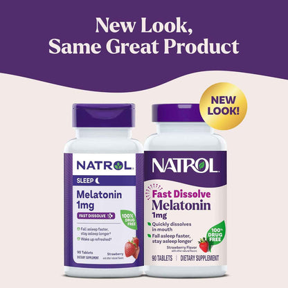 Natrol Fast Dissolve Melatonin 1 mg, Sleep Support for Adults