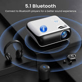 HAPPRUN Native 1080P Bluetooth Mini Projector, Full HD Portable Outdoor Movie Projector with Built-in Speaker, Compatible with Smartphone, HDMI, USB, AV, Fire Stick, PS5 for Home, Bedroom, Outdoor Use