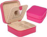 keLofoN small pink jewelry case with mirror travel gift for girls women