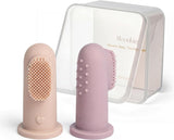 Moonkie Baby Finger Toothbrush Tongue Oral Cleaner Kit for 3 Months +, 3 Pcs, Blush/Pale Mauve/Blush Soft Touch Design