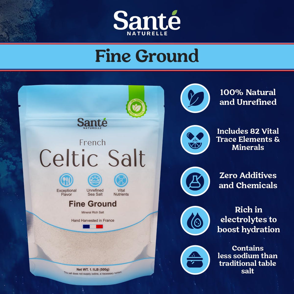 sante naturelle celtic salt 1.1lb french mineral sea salt organic rich in 82+ minerals hand harvested sal celtica