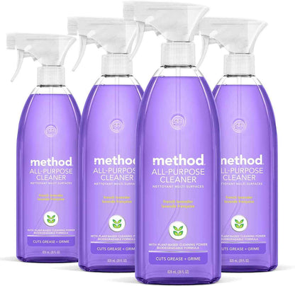 Method All-Purpose Cleaner Spray, French Lavender, Perfect for Most Counters, Tiles and More, 28 Fl Oz, (Pack of 4)