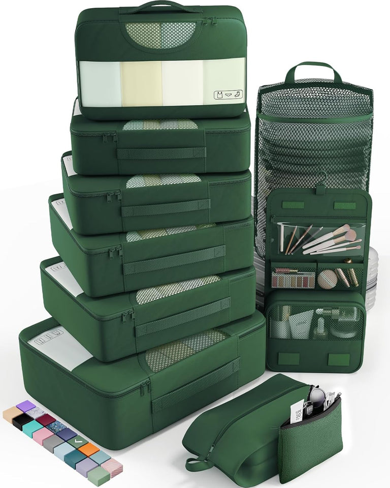 vekens 8-set packing cubes nylon organizer bags for beach vacation cruise ship travel essentials suitcase