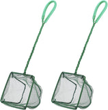 Pawfly green braided metal handle square aquarium net for fish tanks and small koi ponds