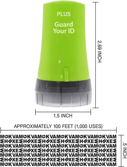 Guard Your ID Advanced 2.0 Roller 3-Pack for Identity Theft Protection, Confidential Security Stamp Mixed Color Kit (Turquoise, Green, White)