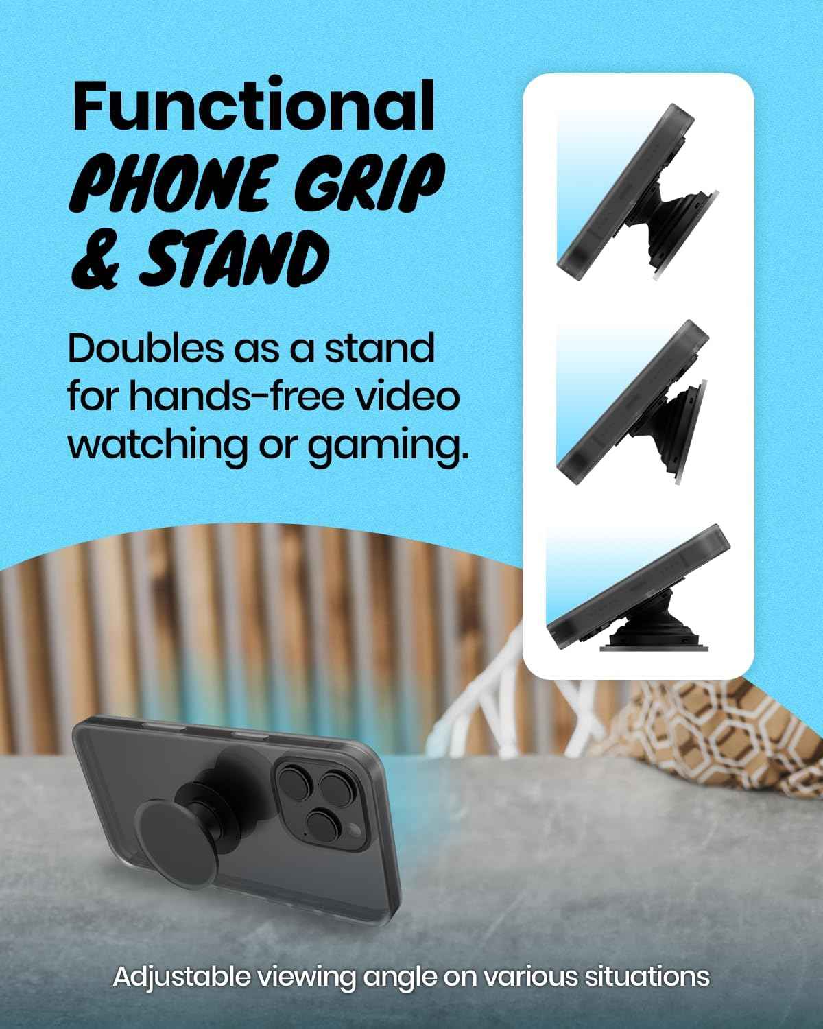 Elegant Ocean Style Expandable Collapsible Mobile Phone Grip Stand Holder for Smartphone Tablet Cell Phone Accessory (Sky Blue)
