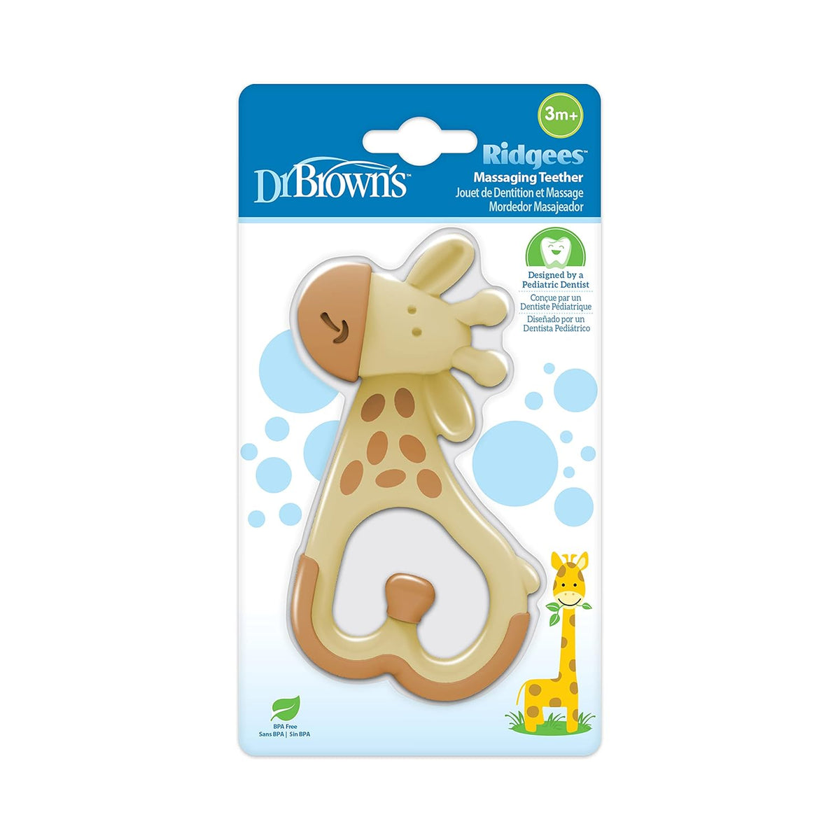 Dr. Brown's Ridgees Giraffe, Massaging Baby Teether, Designed by a Pediatric Dentist, BPA Free, 3m+