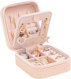 keLofoN small pink jewelry case with mirror travel gift for girls women