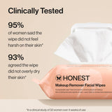 Honest Beauty fragrance-free, plant-based, gentle facial wipes for sensitive skin - 90 count