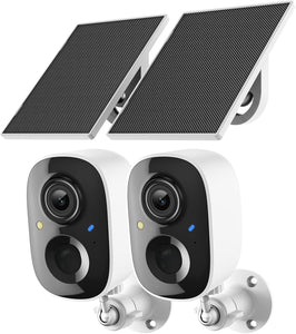 2K Security Camera Wireless Outdoor,Solar Powered WiFi Cameras for Home Security with Motion Detection,Color Night Vision(Spotlight),Instant Alert,2-Way Audio,Siren&SD/Cloud Storage,IP65,2.4GHz,2 Pack