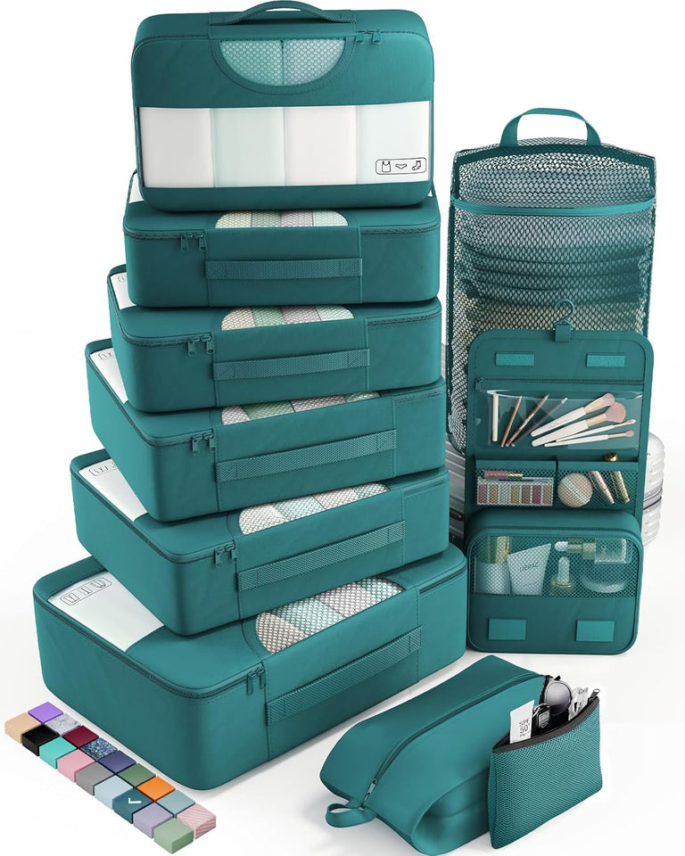 vekens 8-set packing cubes nylon organizer bags for beach vacation cruise ship travel essentials suitcase