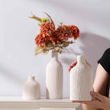 Ceramic Vase Home Table Decor - White Flower Vase Set of 3 Living Room Kitchen Decorations Farmhouse Modern Rustic Vases Decorative Centerpiece for Shelf Bedroom Office Bathroom Dining Coffee Desk