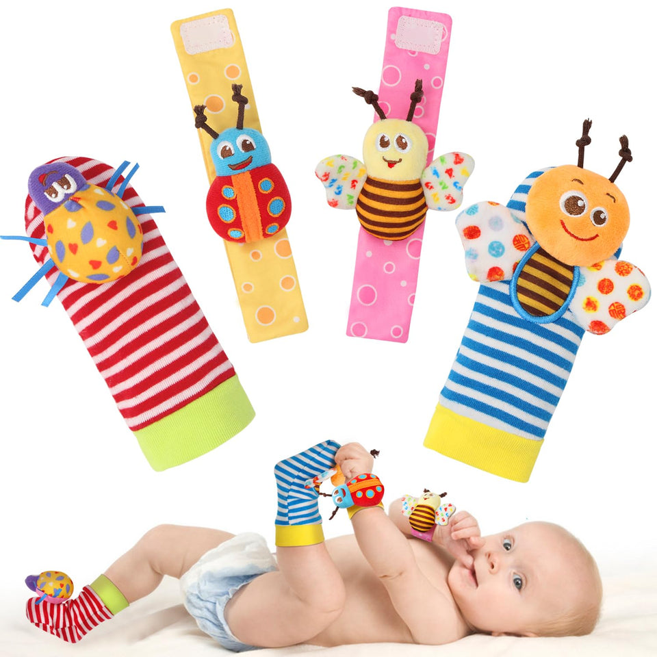 Bloobloomax soft rattle socks and foot finder set for infant girls and boys 0-36 months, baby shower gifts