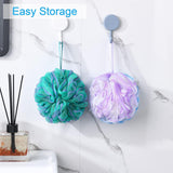 amazerbath loofah sponge 75g/piece, exfoliating bath sponge body scrubber, loofa set of 4 in flower color, large, green-purple