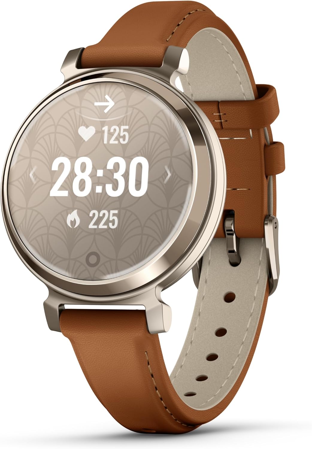 Garmin Lily 2, Small and Stylish Smartwatch, Hidden Display, Patterned Lens, Up to 5 Days Battery Life, Tan