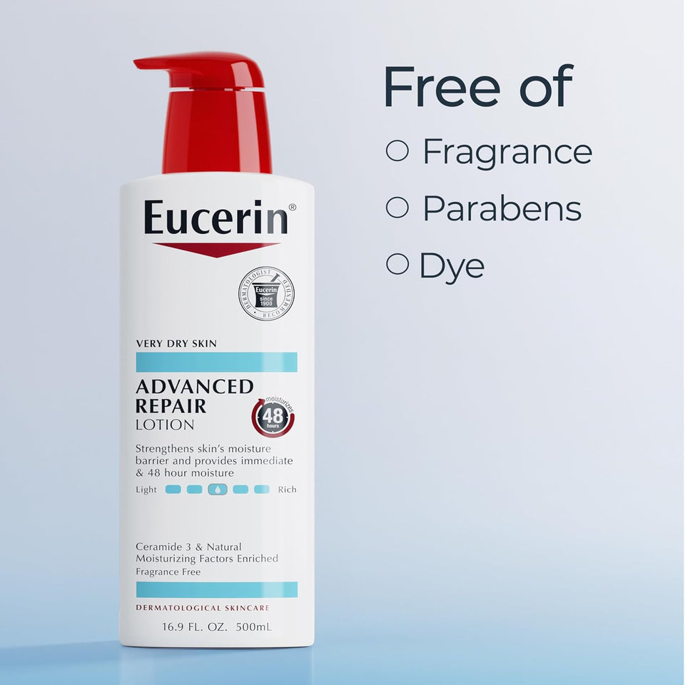 eucerin advanced repair body lotion 16.9 fl oz ceramides for very dry unscented skin