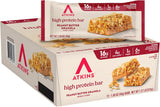 atkins peanut butter granola high protein bar, 16g protein, 1g sugar, 12 count