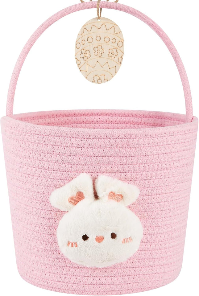 oiahomy-pink-easter-basket-with-handle-personalized-bunny-baskets-for-kids-and-gifts
