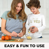 Zulay Kitchen Premium Garlic Press Set - Rust Proof Professional Garlic Mincer Tool - Easy-Squeeze, Easy-Clean with Soft, Ergonomic Handle - Silicone Garlic Peeler & Brush (Silver)