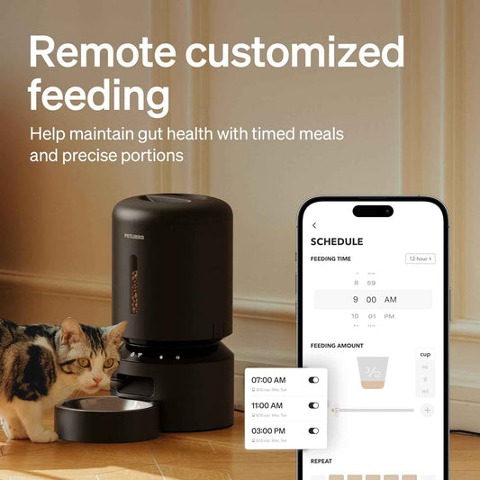 PETLIBRO Automatic Cat Feeder, 5G WiFi Automatic Dog Food Dispenser with Freshness Preservation, 5L Timed Pet Feeder with Low Food Sensor, Up to 10 Meals Per Day, Granary Black